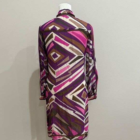 Vintage Emilio Pucci  100% Silk Midi Geometric Patterned Dress  Size 8 - Picture 6 of 9